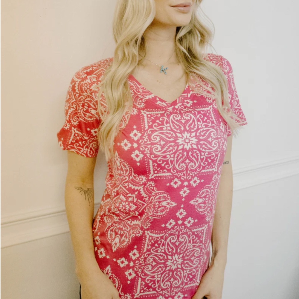 NWT Boutique Western Unique Bandana Print RODEO BANDIT TOP Blouse Boho Southwest